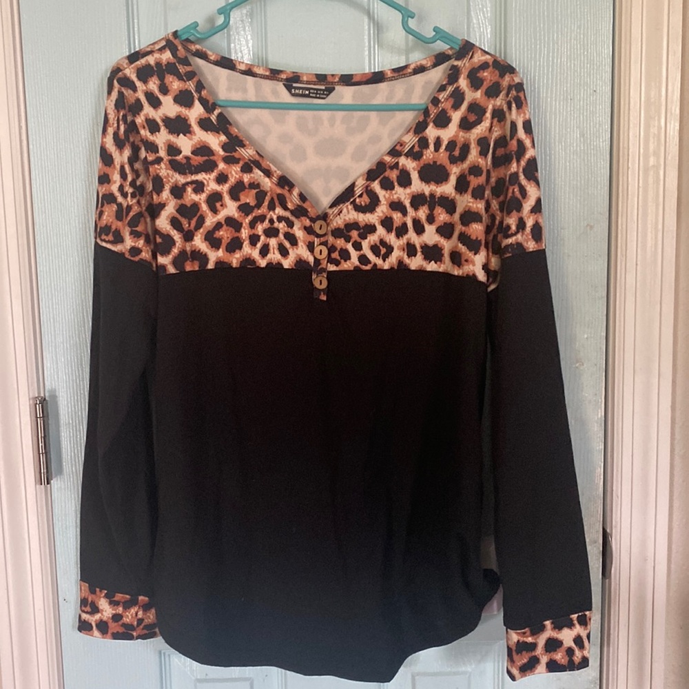 SHEIN animal print long sleeve top
